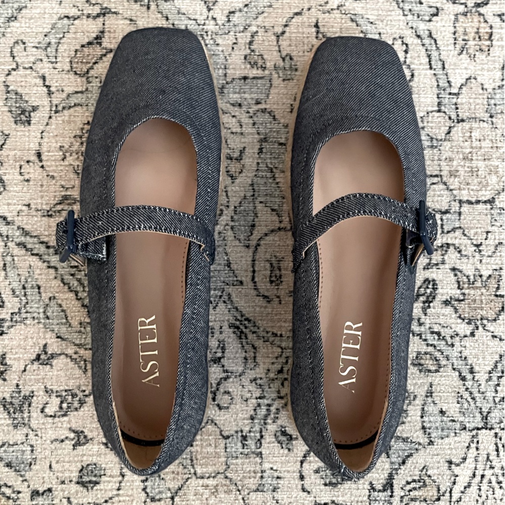 Aster platform square toe espadrilles in denim
